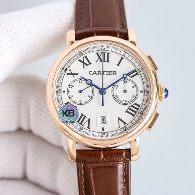 Cartier VSRO0002 7750 Movement Stainless Steel Italian Brown Calfskin Watch